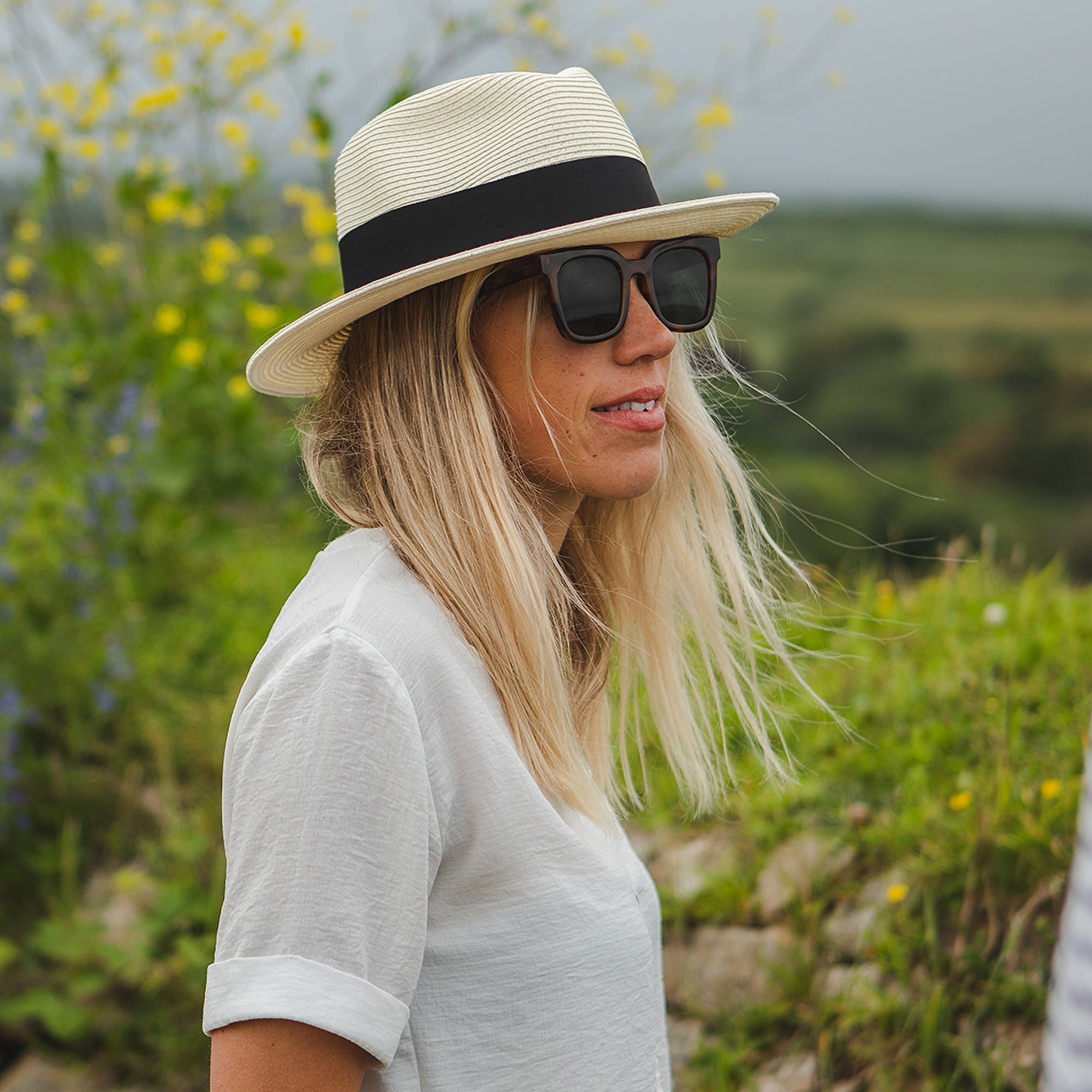 Ivory Summer C-Crown Straw Fedora Hat - Image 7