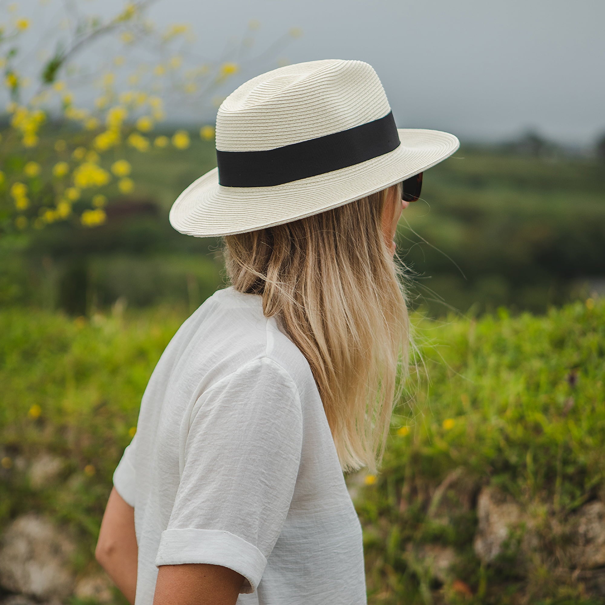 Ivory Summer C-Crown Straw Fedora Hat - Image 8