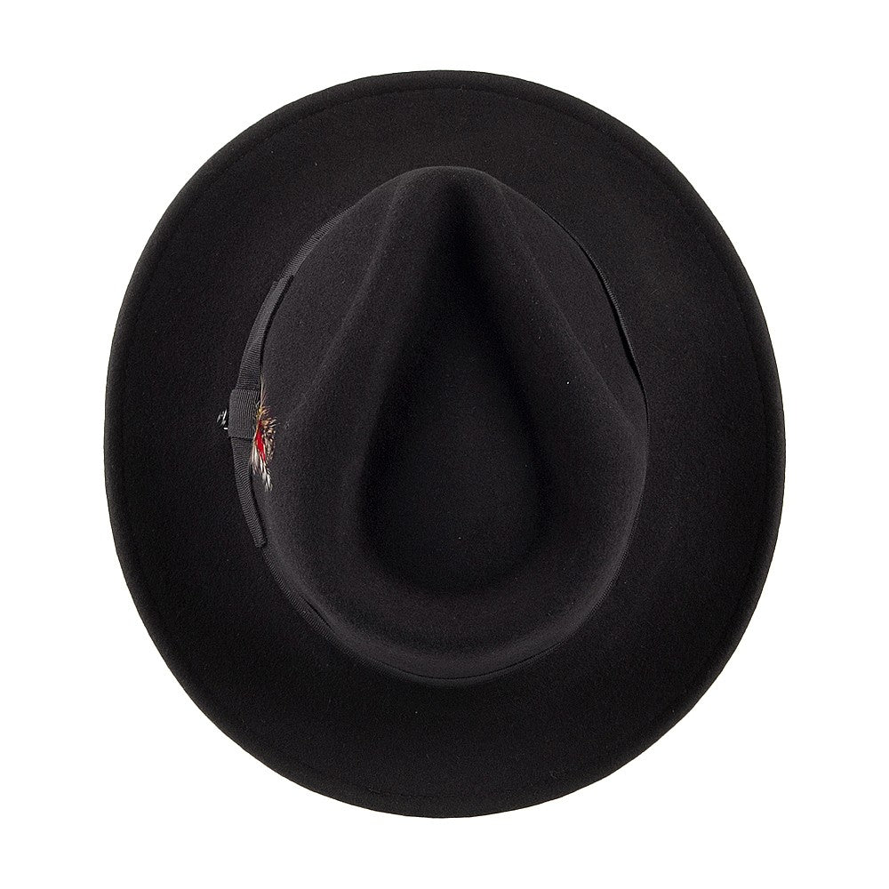 Black Crushable C-Crown Wool Felt Fedora Hat - Image 4