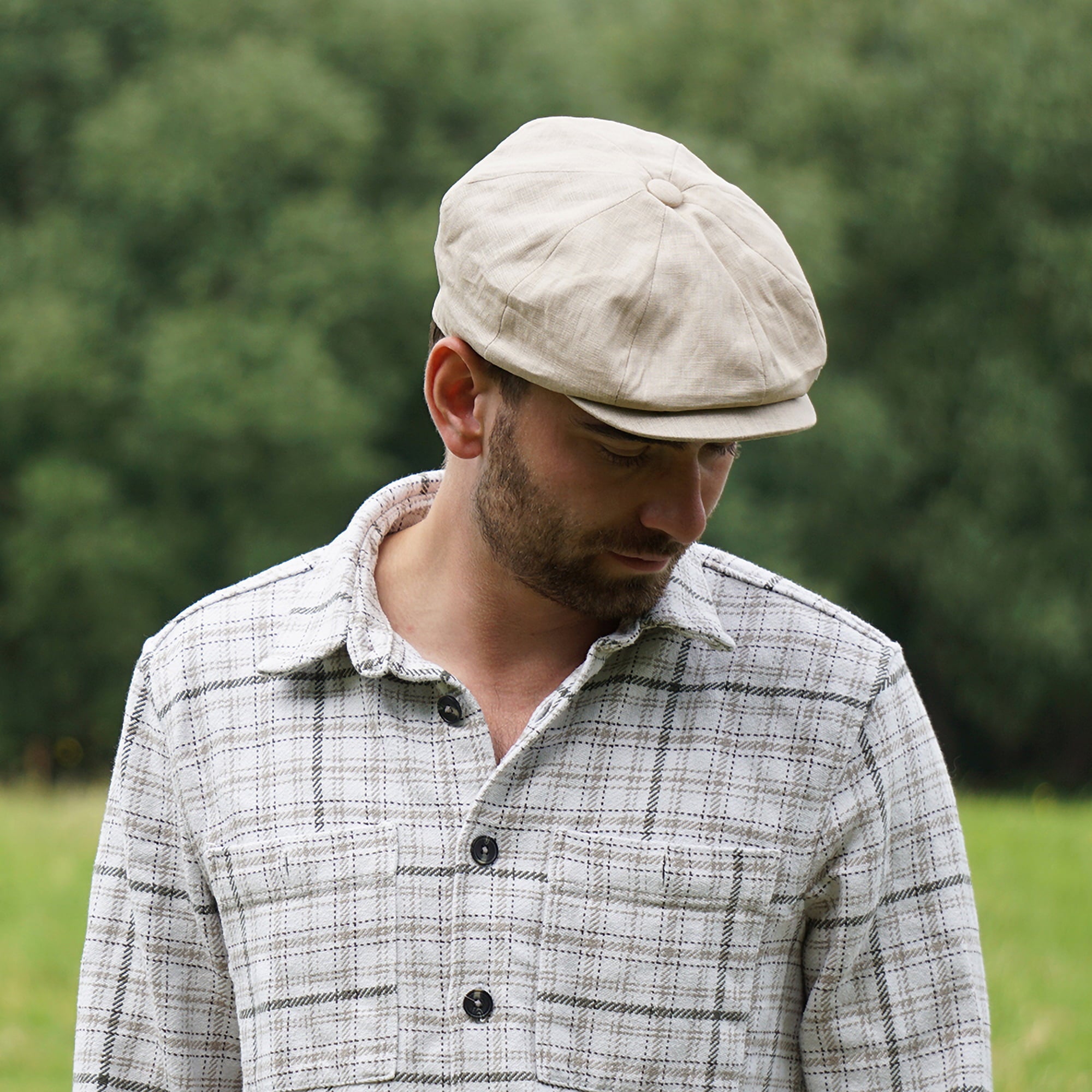 Natural Linen Newsboy Cap - Image 3
