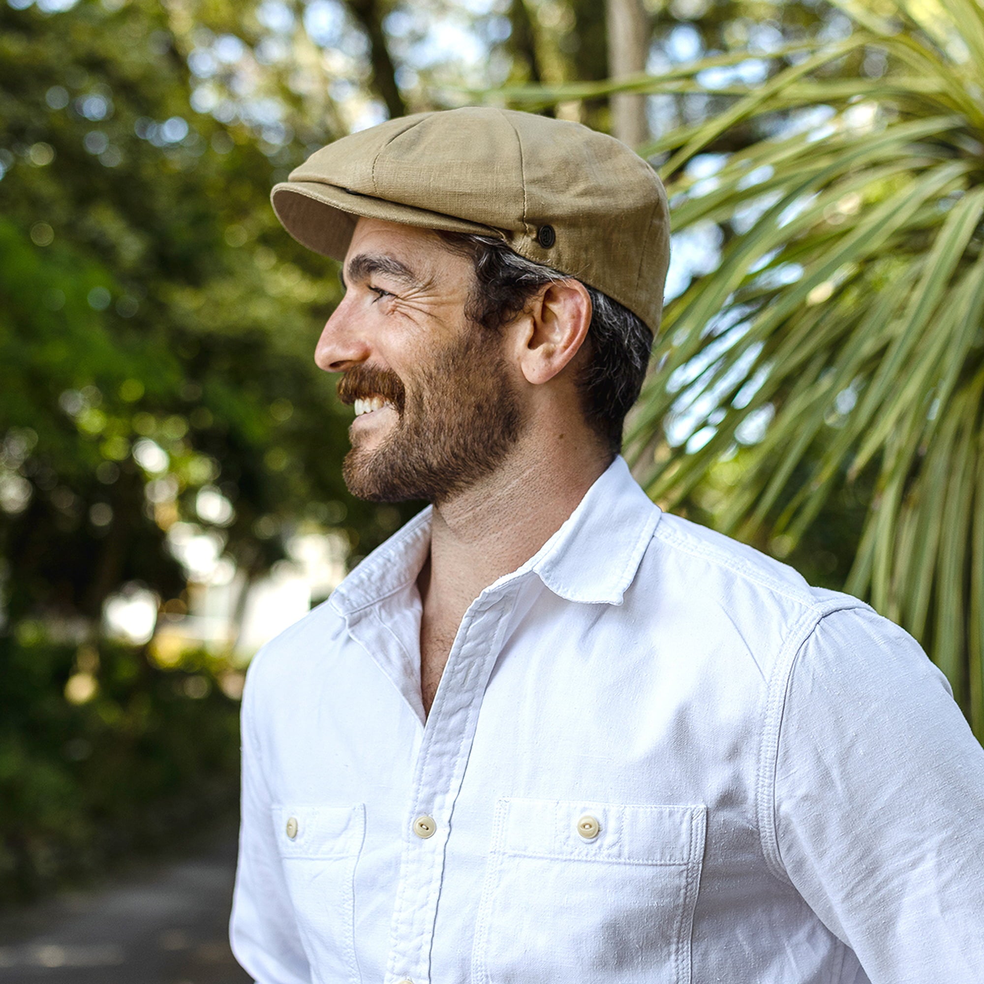 Camel Linen Newsboy Cap - Image 3