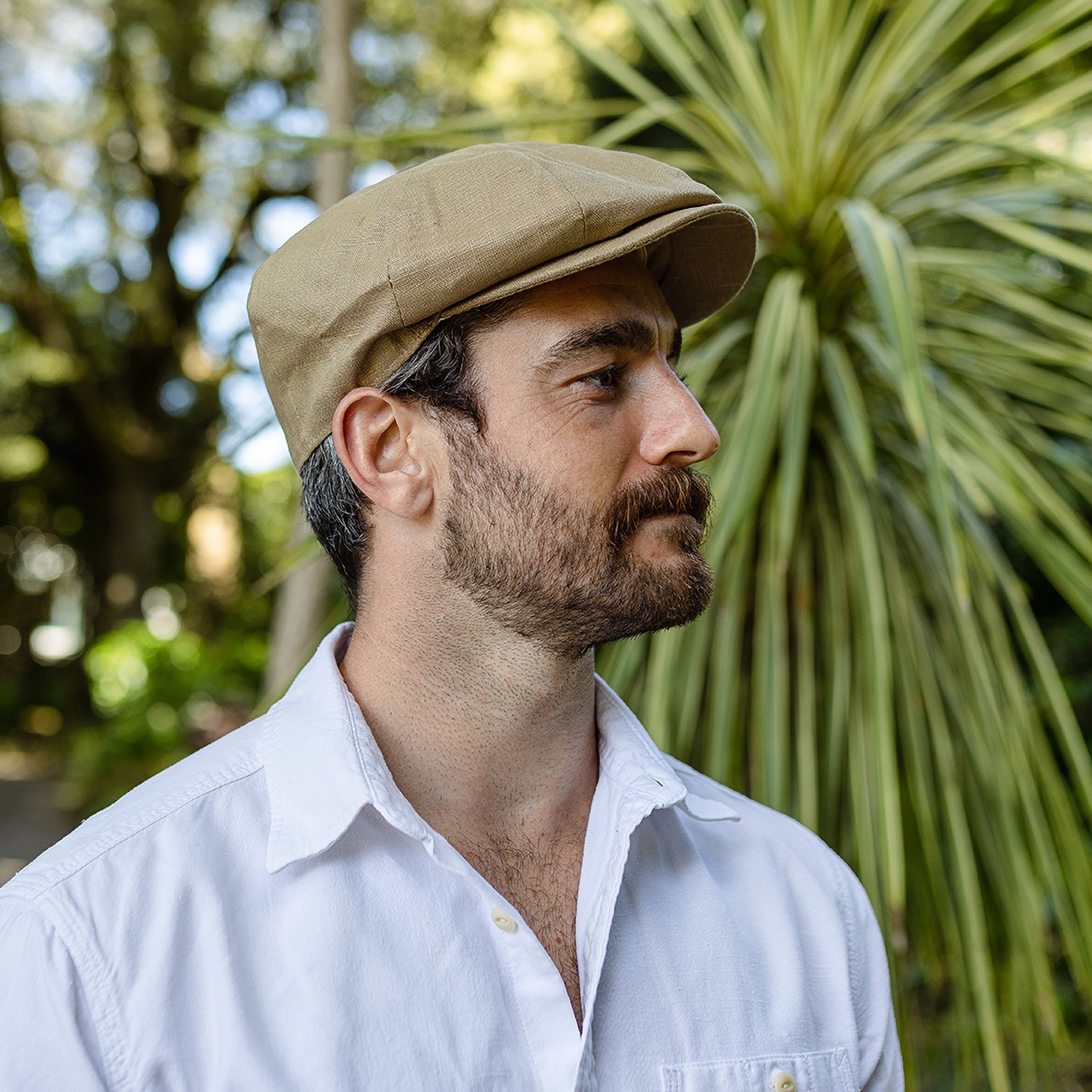 Camel Linen Newsboy Cap - Image 4
