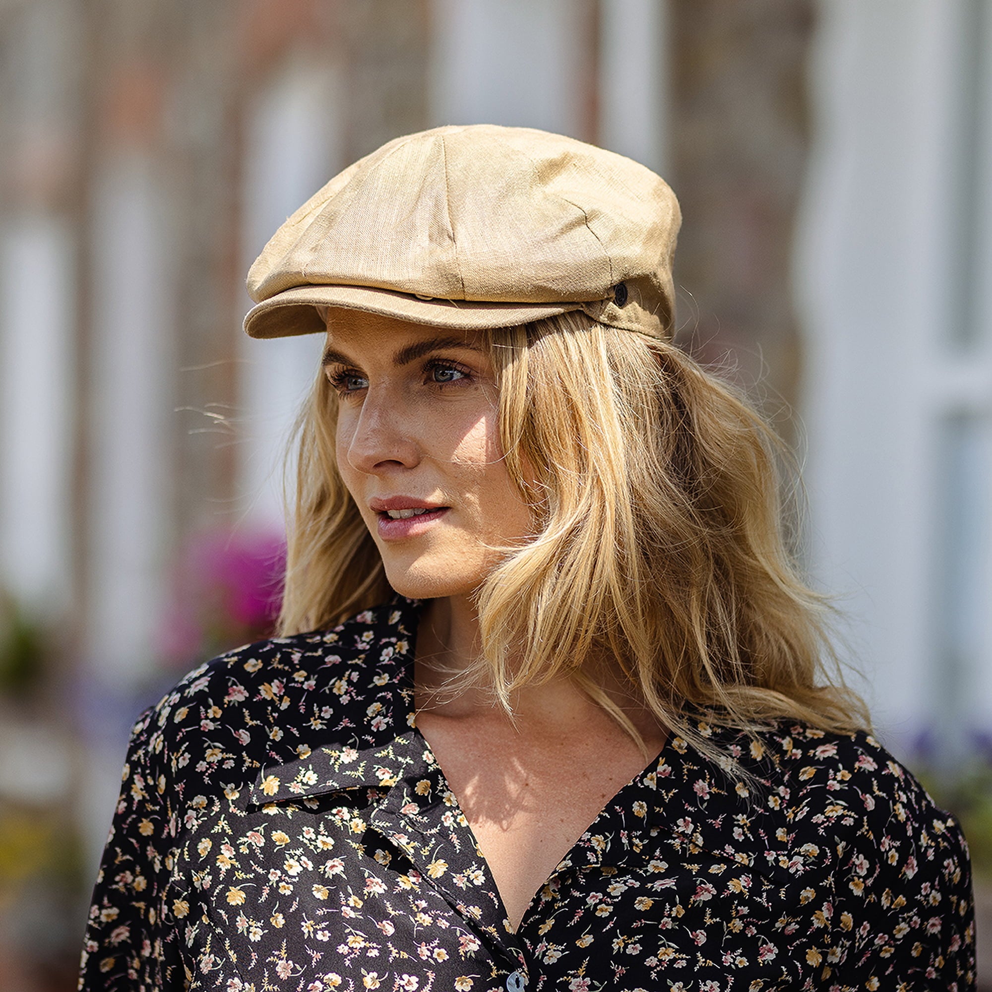 Camel Linen Newsboy Cap - Image 5
