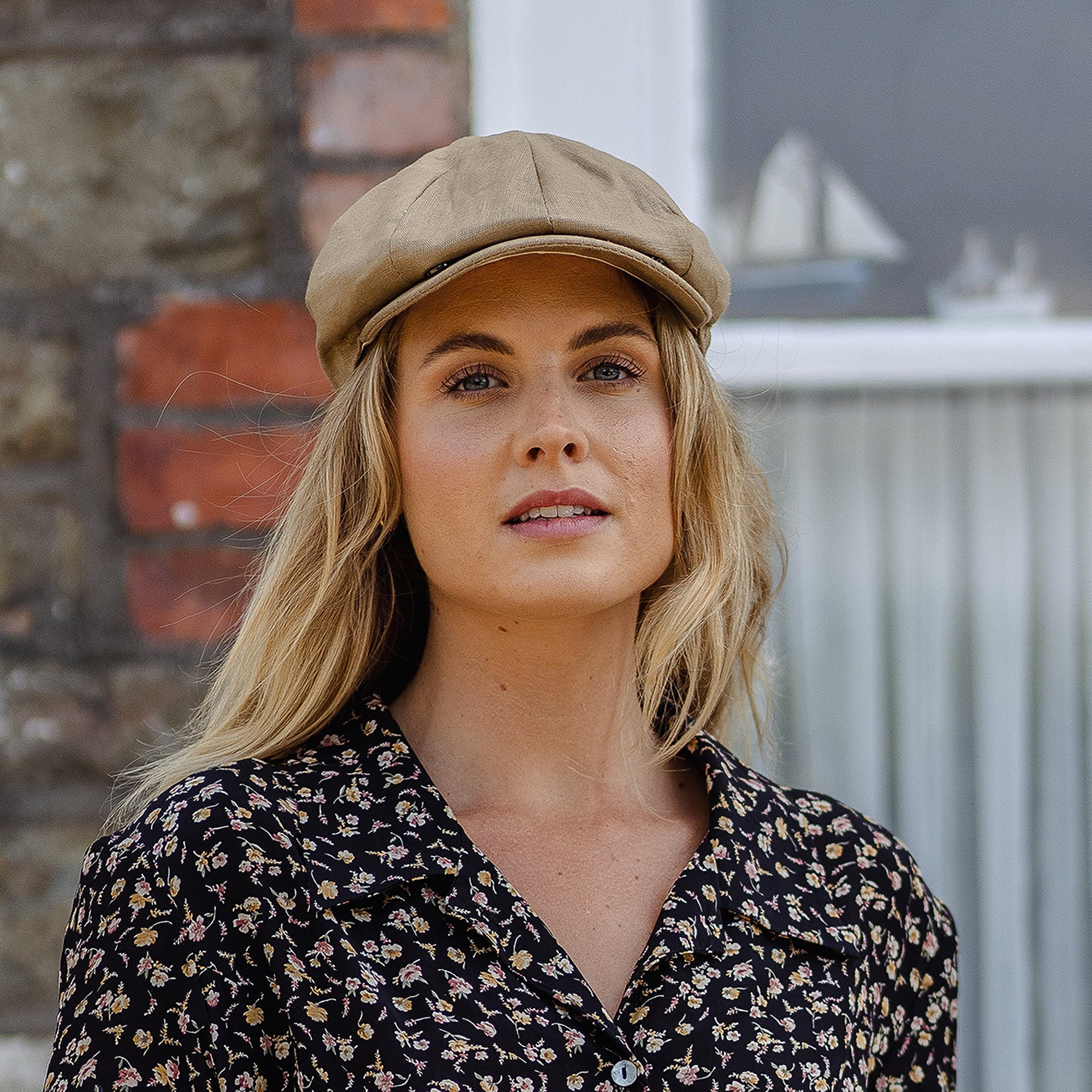 Camel Linen Newsboy Cap - Image 6