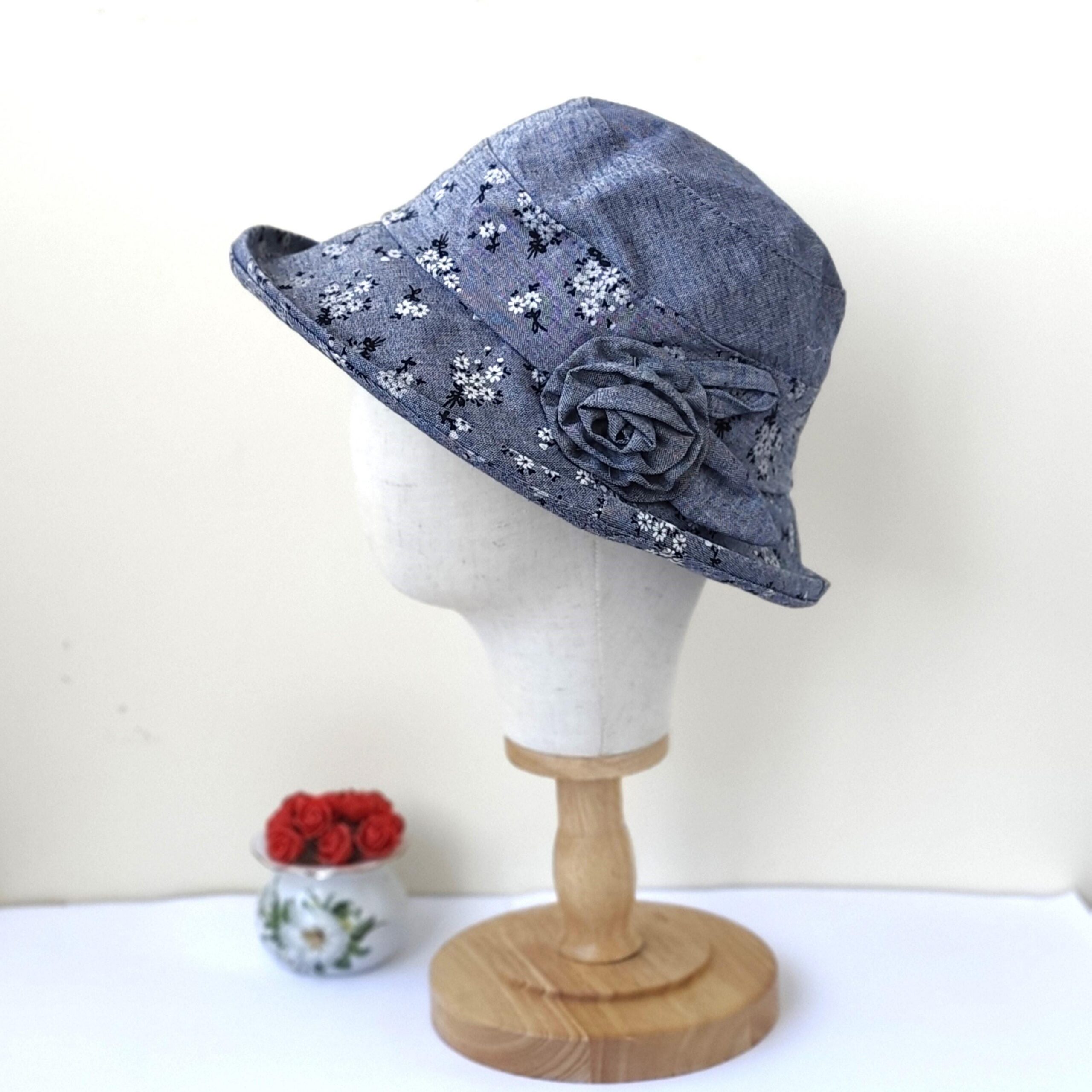 Womens Spring Summer Adjustable Bucket Cloche Flower Hat Foldable Breathable Gift for Her - Image 7